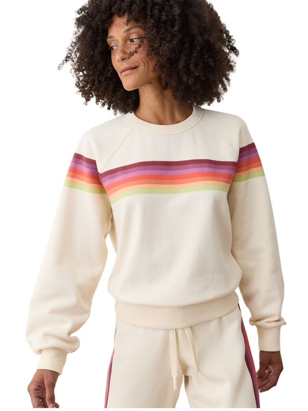 Marine Layer Cloud 9 Stripe Cotton Blend Sweatshirt Sweatpant Set Size Medium